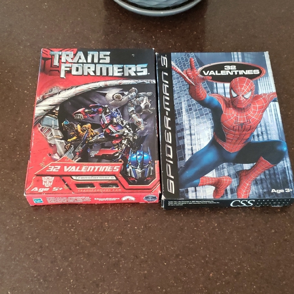 Valentines Day Exchange Cards (Box 32 each) Transformers and Marvel Spider Man